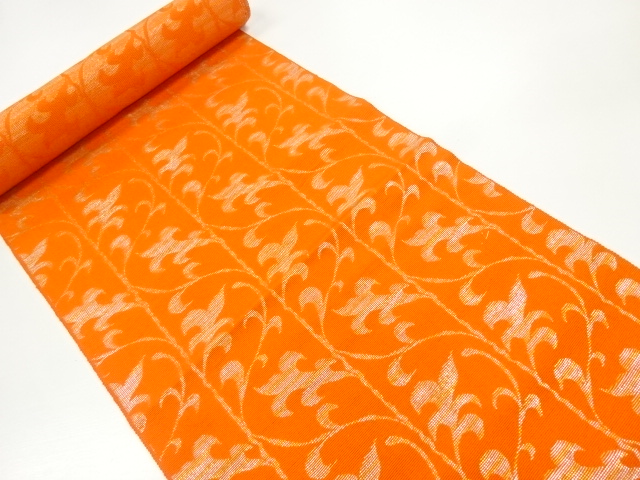 JAPANESE KIMONO / ANTIQUE BOLT FOR HASSUN OBI / WOVEN ARABESQUE